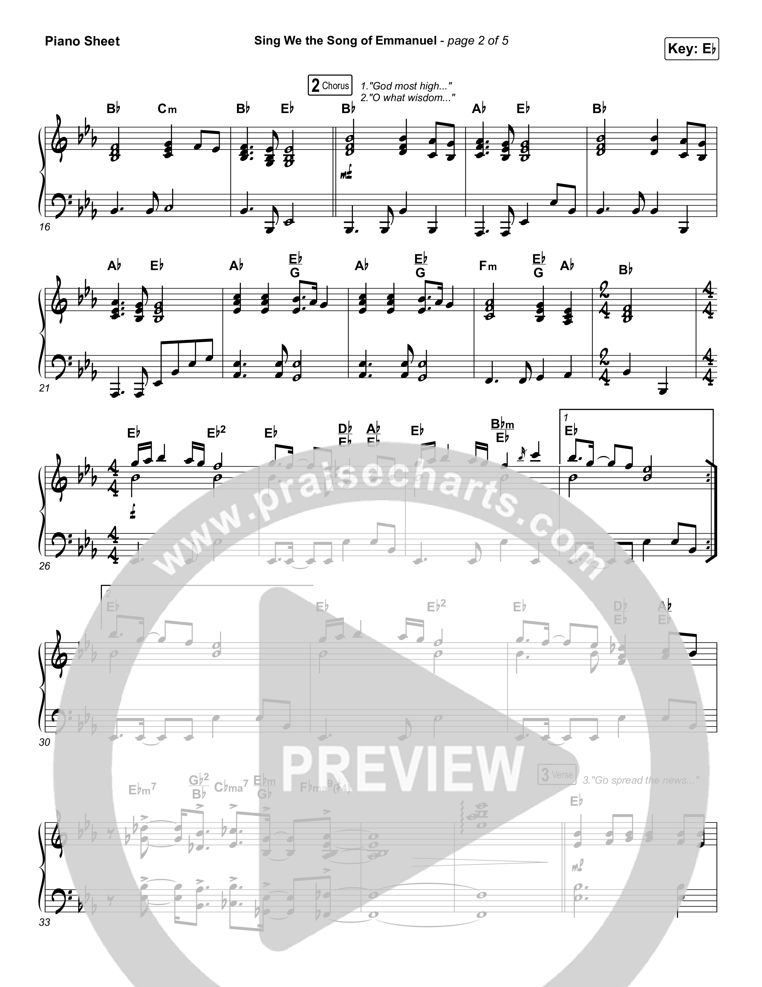 Sing We The Song Of Emmanuel Piano Sheet (Matt Boswell / Matt Papa / Keith & Kristyn Getty)