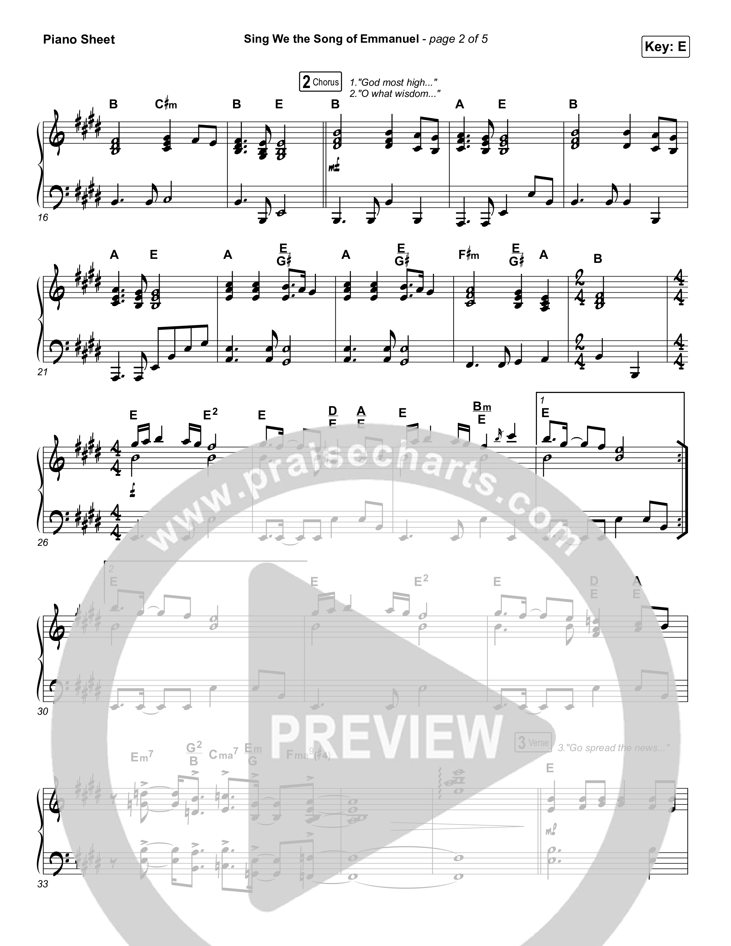 Sing We The Song Of Emmanuel Piano Sheet (Matt Boswell / Matt Papa / Keith & Kristyn Getty)