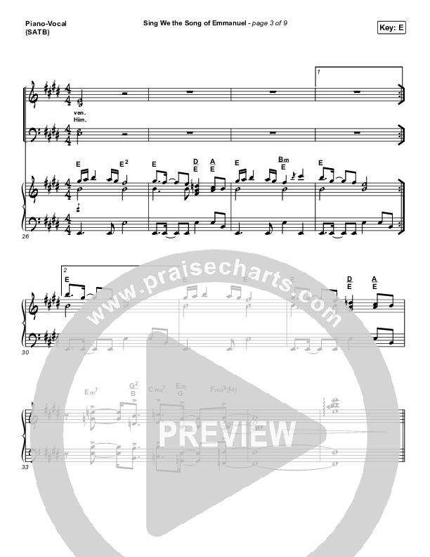 Sing We The Song Of Emmanuel Piano/Vocal (SATB) (Matt Boswell / Matt Papa / Keith & Kristyn Getty)