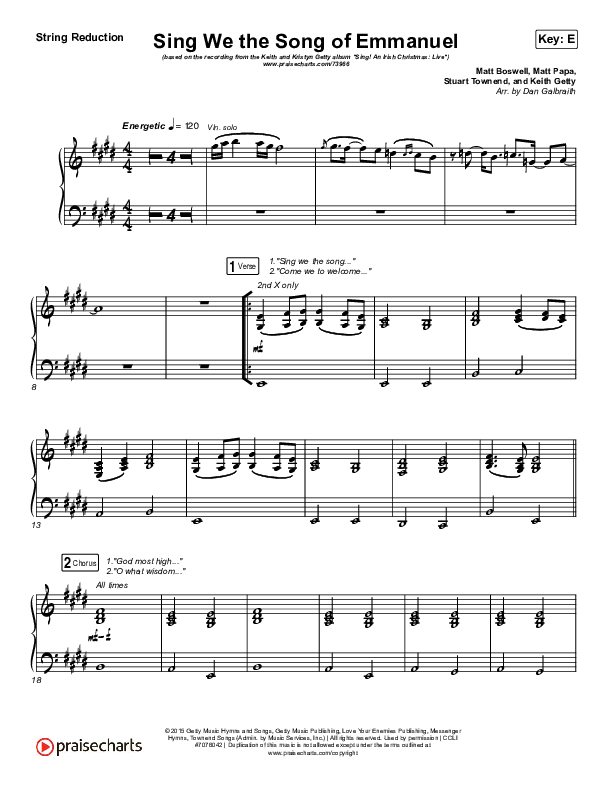 Sing We The Song Of Emmanuel String Pack (Matt Boswell / Matt Papa / Keith & Kristyn Getty)