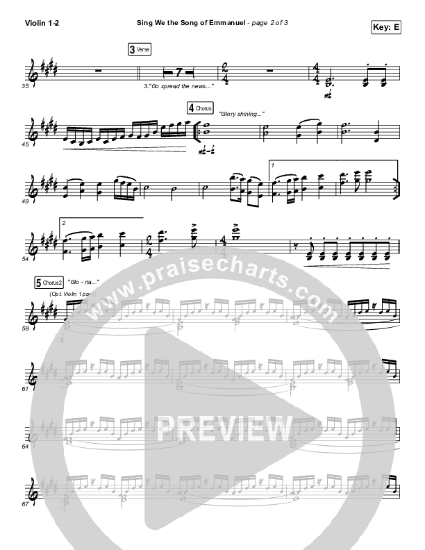 Sing We The Song Of Emmanuel Violin 1/2 (Matt Boswell / Matt Papa / Keith & Kristyn Getty)