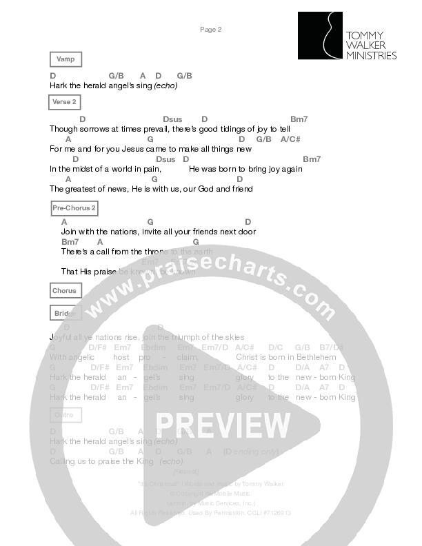 It's Christmas Chord Chart (Tommy Walker)