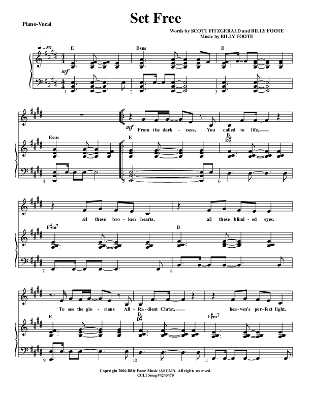 Set Free Lead & Piano (Billy Foote / Cindy Foote)