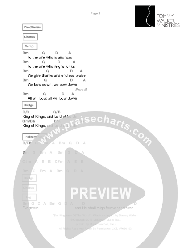 The Kingdoms Of This World Chord Chart (Tommy Walker)