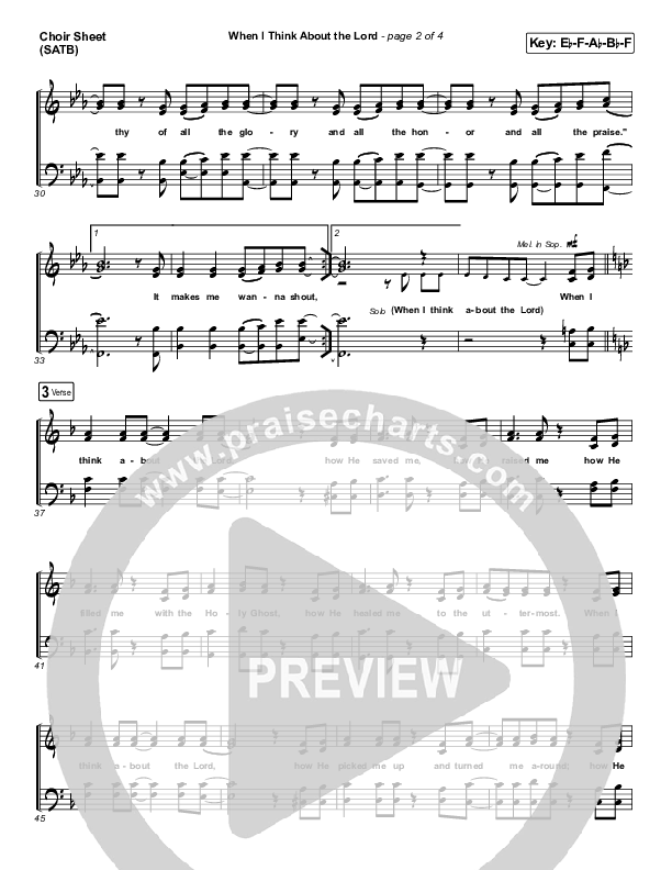 When I Think About The Lord Choir Sheet (SATB) (James Huey)
