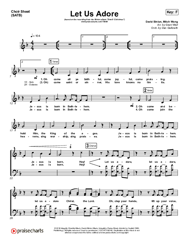 Let Us Adore Choir Sheet (SATB) (David & Nicole Binion)