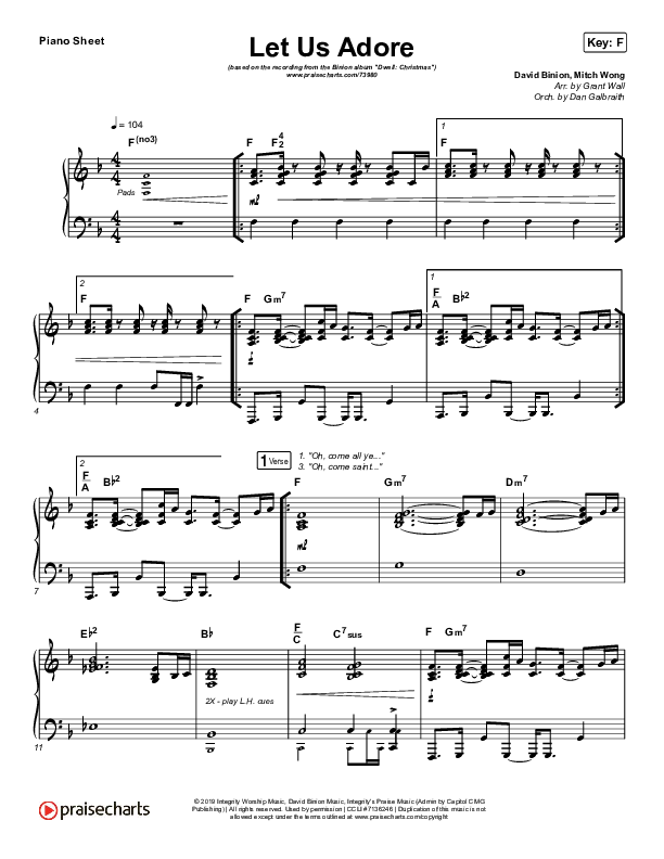 Let Us Adore Piano Sheet (David & Nicole Binion)