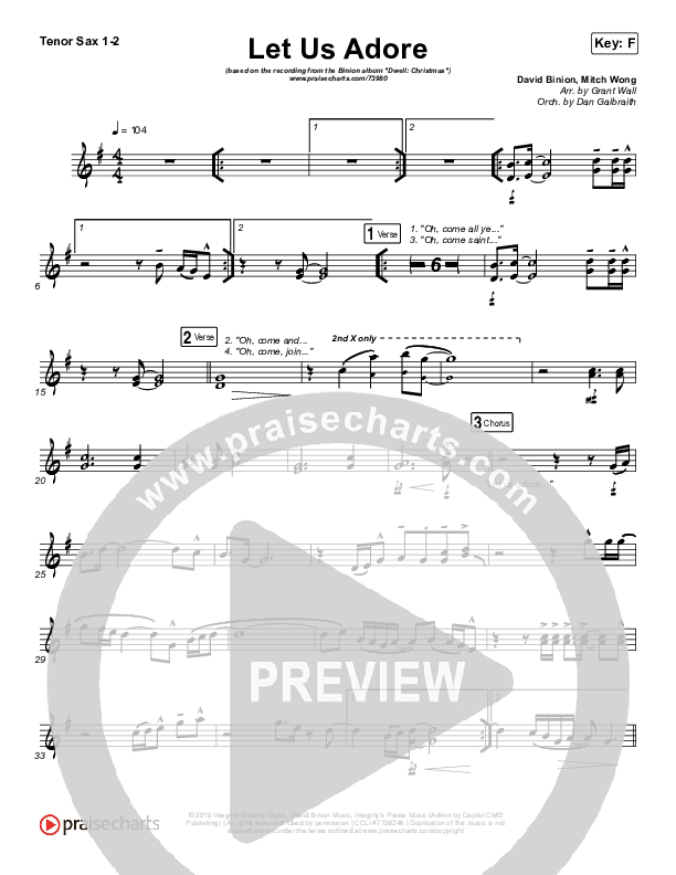 Let Us Adore Tenor Sax 1/2 (David & Nicole Binion)