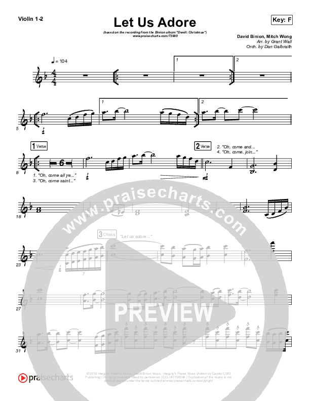 Let Us Adore Violin 1/2 (David & Nicole Binion)