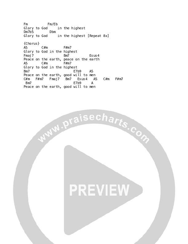 Glory To God Chord Chart (David & Nicole Binion / Potter's House Choir)