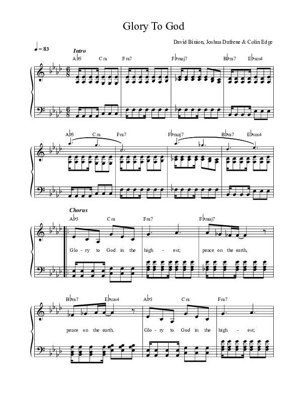 Glory To God Lead Sheet (SAT) (David & Nicole Binion / Potter's House Choir)