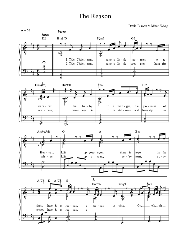 The Reason Lead Sheet (David & Nicole Binion / William McDowell)