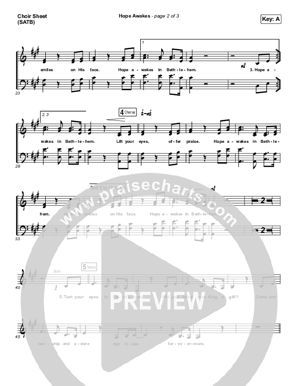 Hope Awakes Choir Sheet (SATB) (David & Nicole Binion / Steffany Gretzinger)