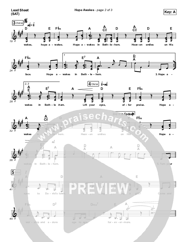 Hope Awakes Lead Sheet (SAT) (David & Nicole Binion / Steffany Gretzinger)