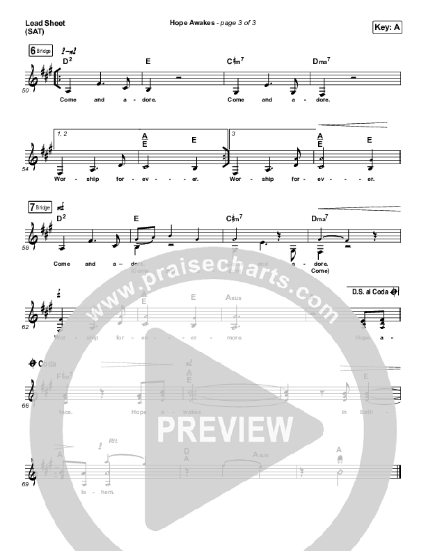 Hope Awakes Lead Sheet (SAT) (David & Nicole Binion / Steffany Gretzinger)