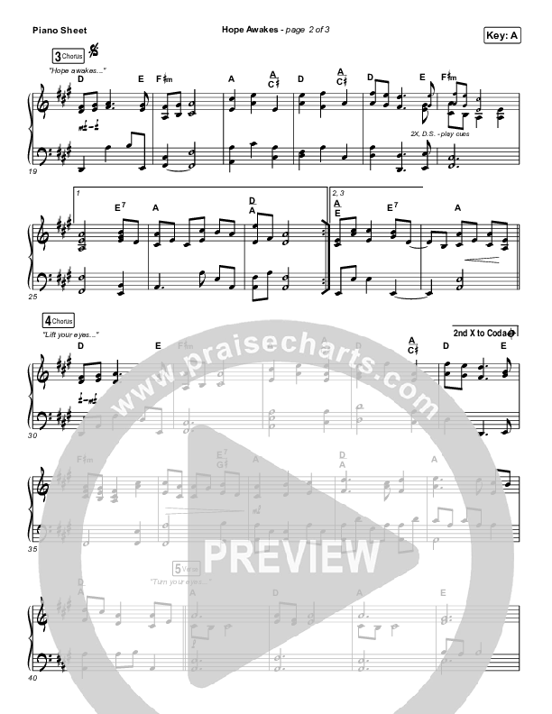 Hope Awakes Piano Sheet (David & Nicole Binion / Steffany Gretzinger)