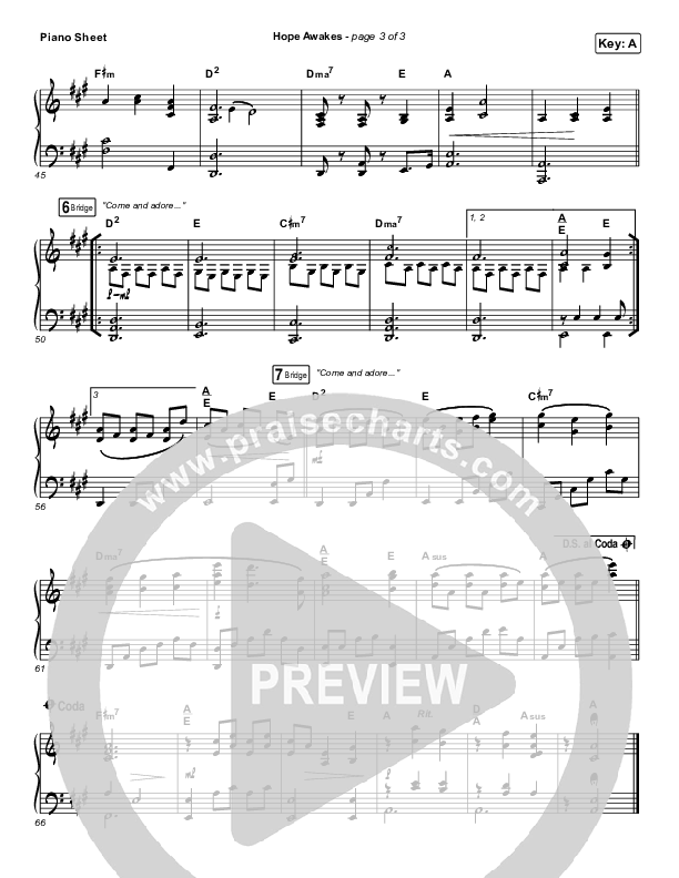 Hope Awakes Piano Sheet (David & Nicole Binion / Steffany Gretzinger)