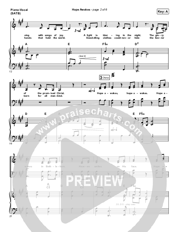 Hope Awakes Piano/Vocal (SATB) (David & Nicole Binion / Steffany Gretzinger)