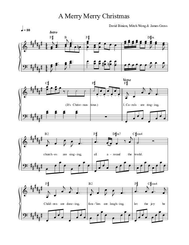 A Merry Merry Christmas Lead Sheet (SAT) (David & Nicole Binion / Ava Brockman / James Gross / Carson Binion)