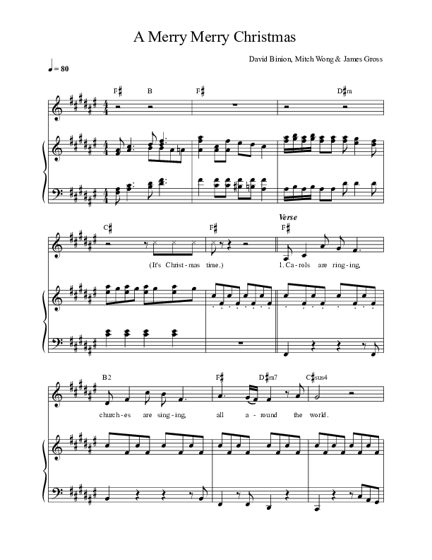 A Merry Merry Christmas Piano/Vocal (David & Nicole Binion / Ava Brockman / James Gross / Carson Binion)