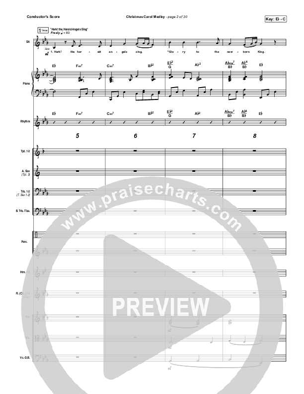 Christmas Carol Medley Conductor's Score (David & Nicole Binion / Daniel Johnson / Jeremiah Woods / Taylor Poole / Trinity Anderson / Tina Baker)