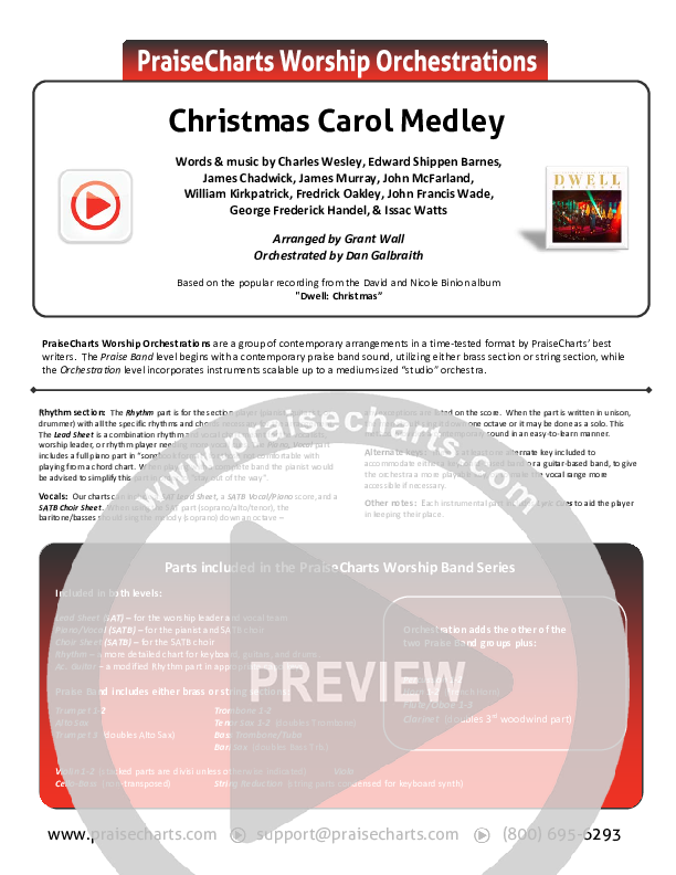 Christmas Carol Medley Cover Sheet (David & Nicole Binion / Daniel Johnson / Jeremiah Woods / Taylor Poole / Trinity Anderson / Tina Baker)