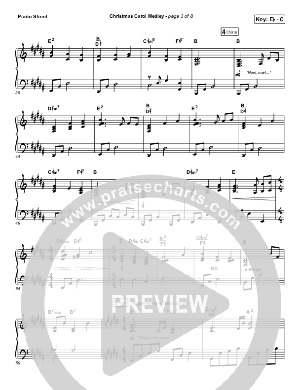 Christmas Carol Medley Piano Sheet (David & Nicole Binion / Daniel Johnson / Jeremiah Woods / Taylor Poole / Trinity Anderson / Tina Baker)