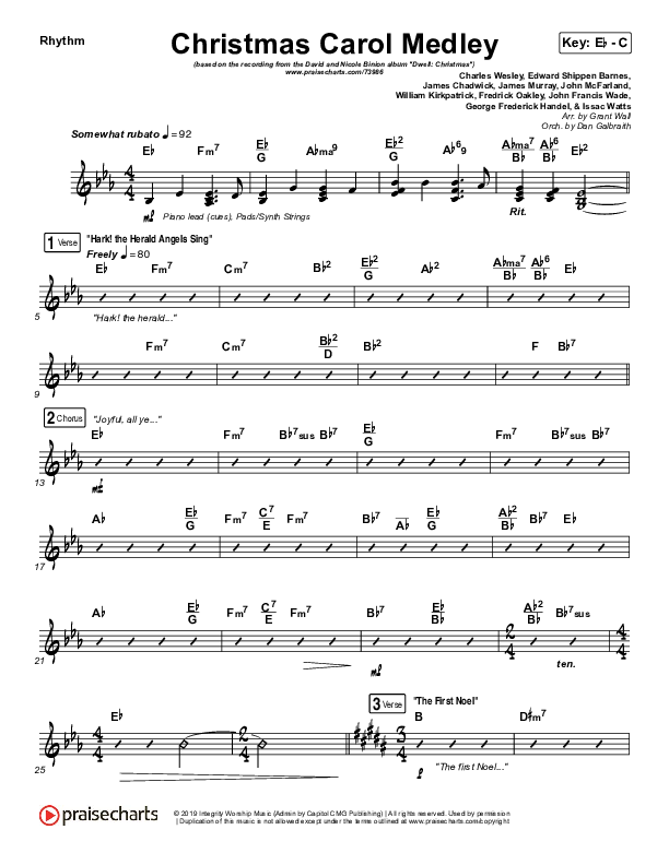 Christmas Carol Medley Rhythm Chart (David & Nicole Binion / Daniel Johnson / Jeremiah Woods / Taylor Poole / Trinity Anderson / Tina Baker)