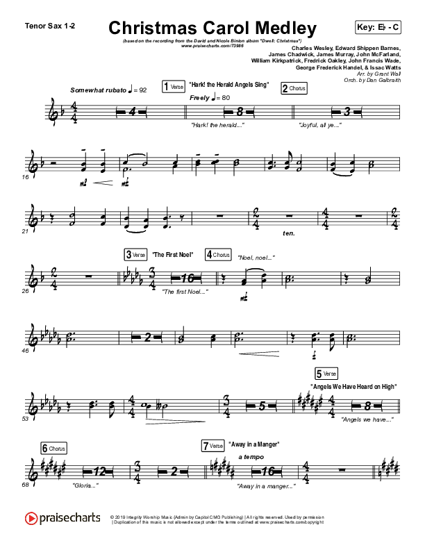 Christmas Carol Medley Tenor Sax 1/2 (David & Nicole Binion / Daniel Johnson / Jeremiah Woods / Taylor Poole / Trinity Anderson / Tina Baker)
