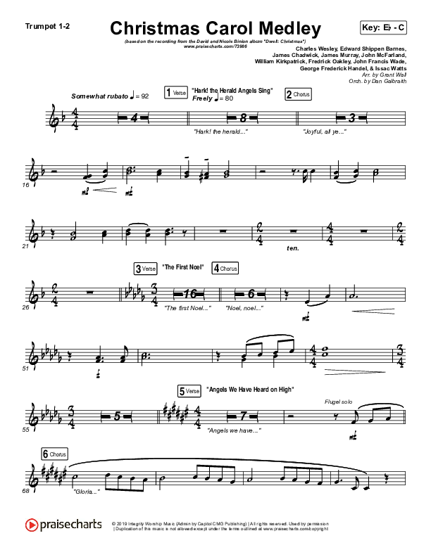 Christmas Carol Medley Trumpet 1,2 (David & Nicole Binion / Daniel Johnson / Jeremiah Woods / Taylor Poole / Trinity Anderson / Tina Baker)