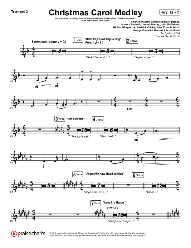 Christmas Carol Medley Trumpet 3 (David & Nicole Binion / Daniel Johnson / Jeremiah Woods / Taylor Poole / Trinity Anderson / Tina Baker)