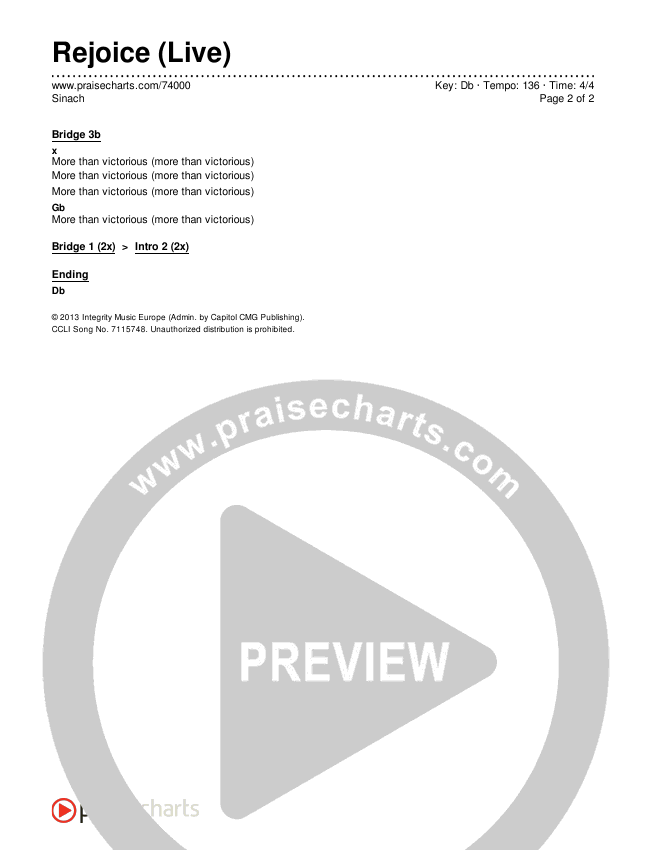 Rejoice (Live) Chords & Lyrics (Sinach)