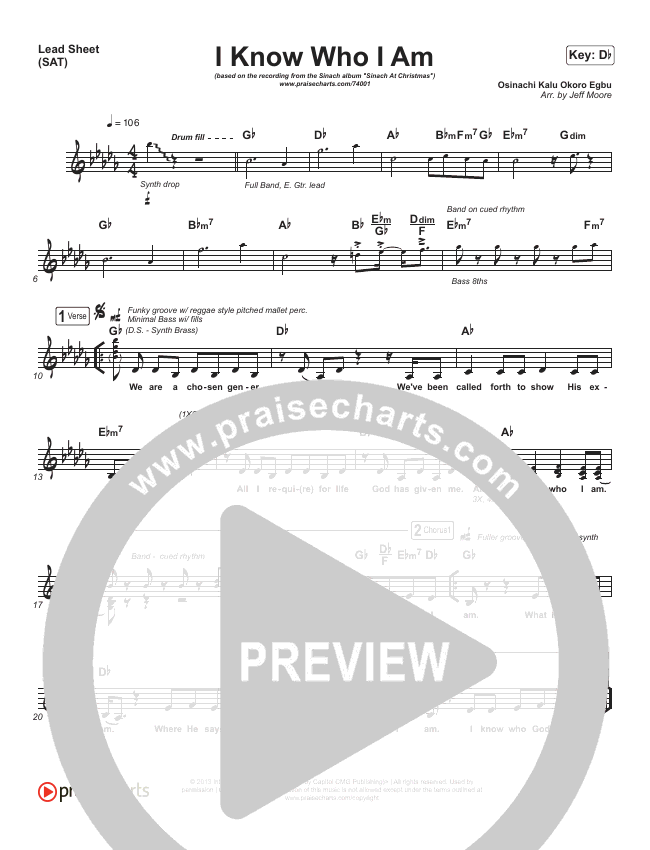 I Know Who I Am Sheet Music PDF (Sinach) - PraiseCharts