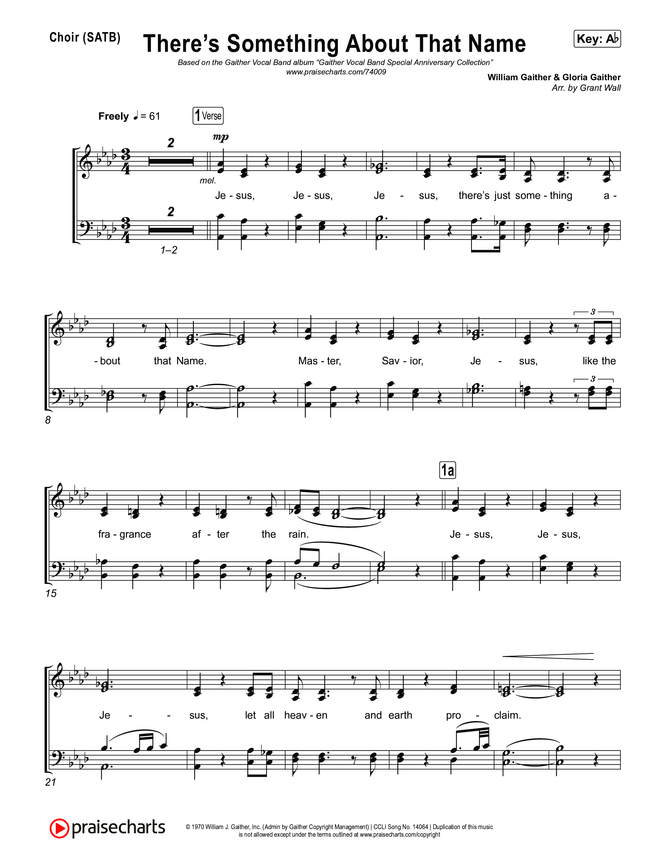 There's Something About That Name (Live) Choir Sheet (SATB) (Gaither Vocal Band)