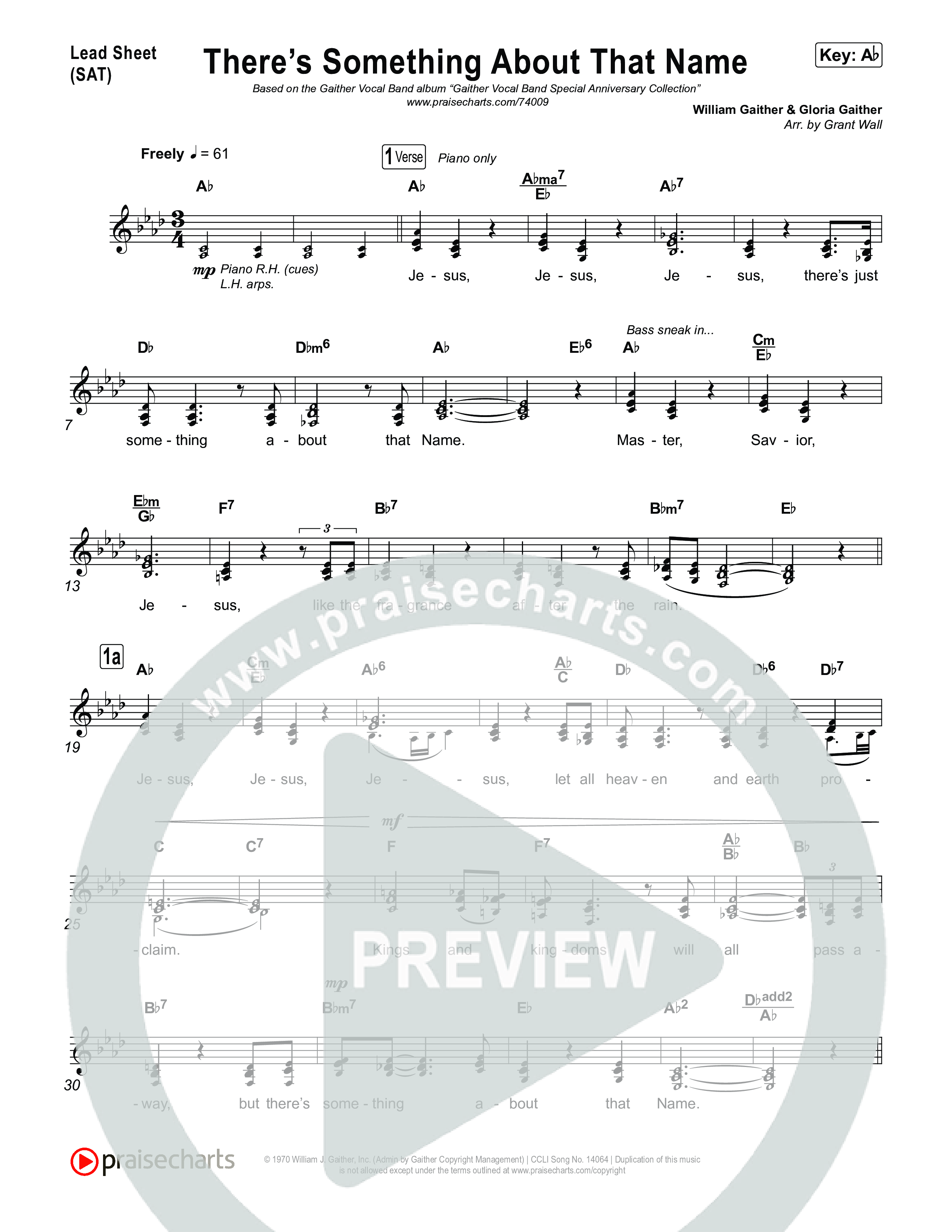 There's Something About That Name (Live) Lead Sheet (SAT) (Gaither Vocal Band)