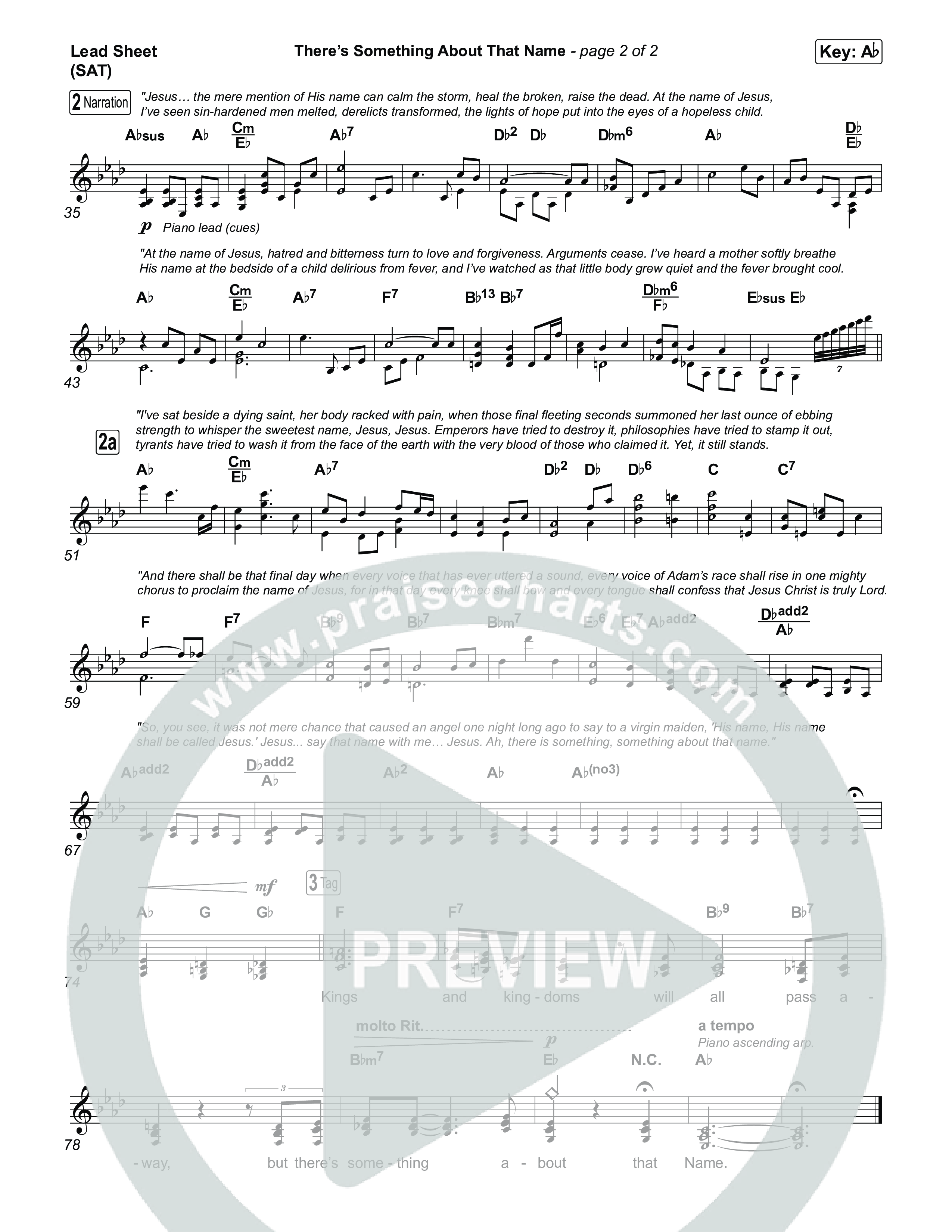 There's Something About That Name (Live) Lead Sheet (SAT) (Gaither Vocal Band)