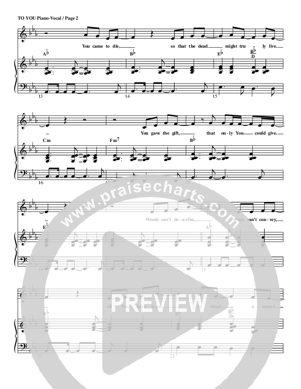 To You (Words Can't Describe) Lead & Piano (Billy Foote / Cindy Foote)