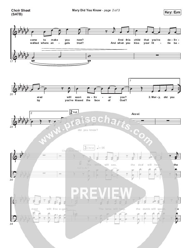 Mary Did You Know Choir Vocals (SATB) (CeeLo Green)