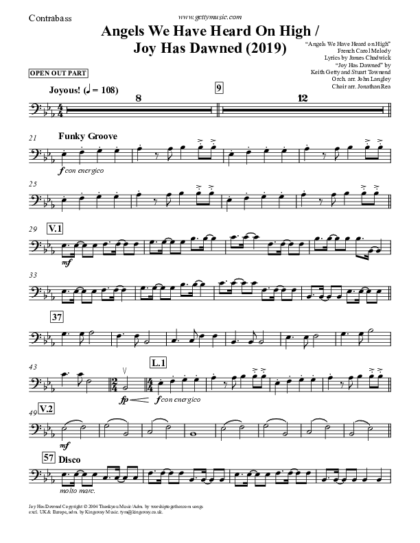 Angels We Have Heard On High (with Joy Has Dawned) Contrabass (Keith & Kristyn Getty)