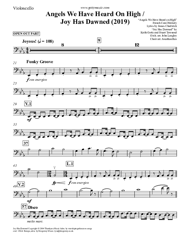 Angels We Have Heard On High (with Joy Has Dawned) Violincello (Keith & Kristyn Getty)