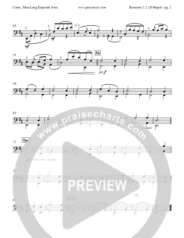 Come Thou Long Expected Jesus Bassoon 1/2 (Keith & Kristyn Getty)