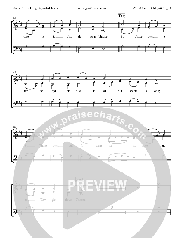 Come Thou Long Expected Jesus Choir Sheet (SATB) (Keith & Kristyn Getty)