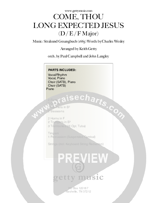 Come Thou Long Expected Jesus Orchestration (Keith & Kristyn Getty)