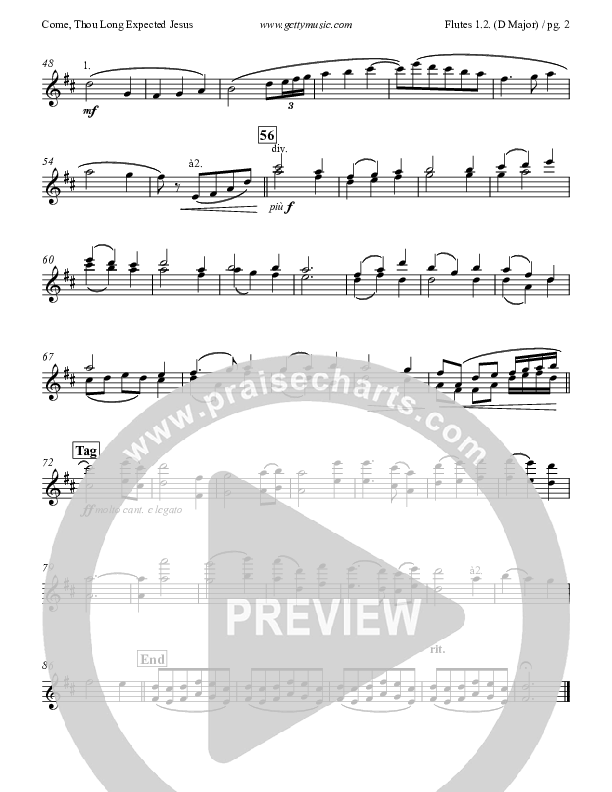 Come Thou Long Expected Jesus Flute 1/2 (Keith & Kristyn Getty)