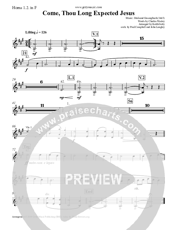 Come Thou Long Expected Jesus Brass Pack (Keith & Kristyn Getty)