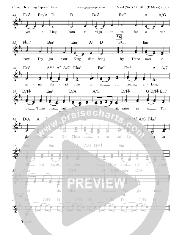 Come Thou Long Expected Jesus Lead Sheet (SAT) (Keith & Kristyn Getty)