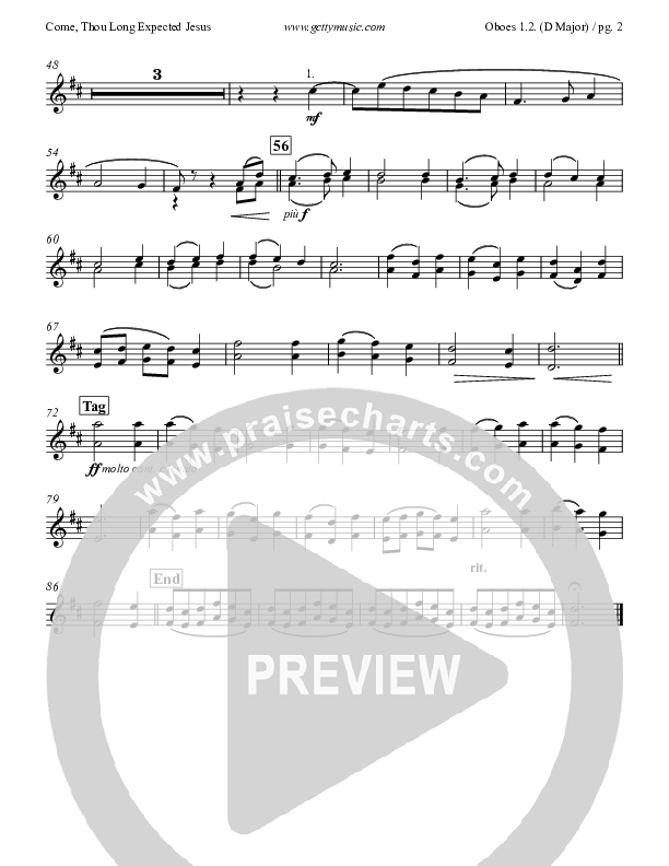 Come Thou Long Expected Jesus Oboe 1/2 (Keith & Kristyn Getty)