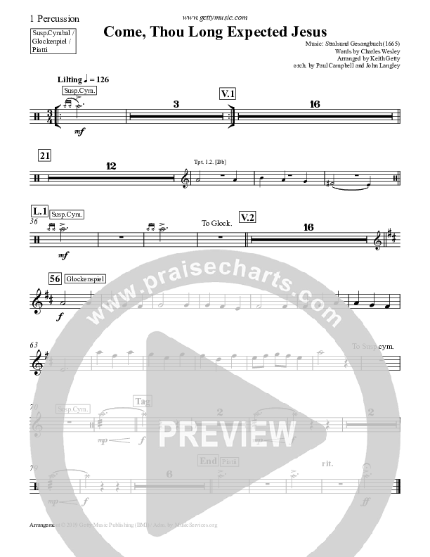 Come Thou Long Expected Jesus Percussion (Keith & Kristyn Getty)