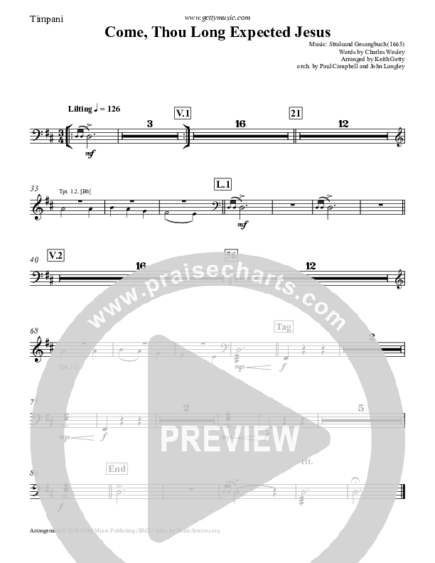 Come Thou Long Expected Jesus Timpani (Keith & Kristyn Getty)