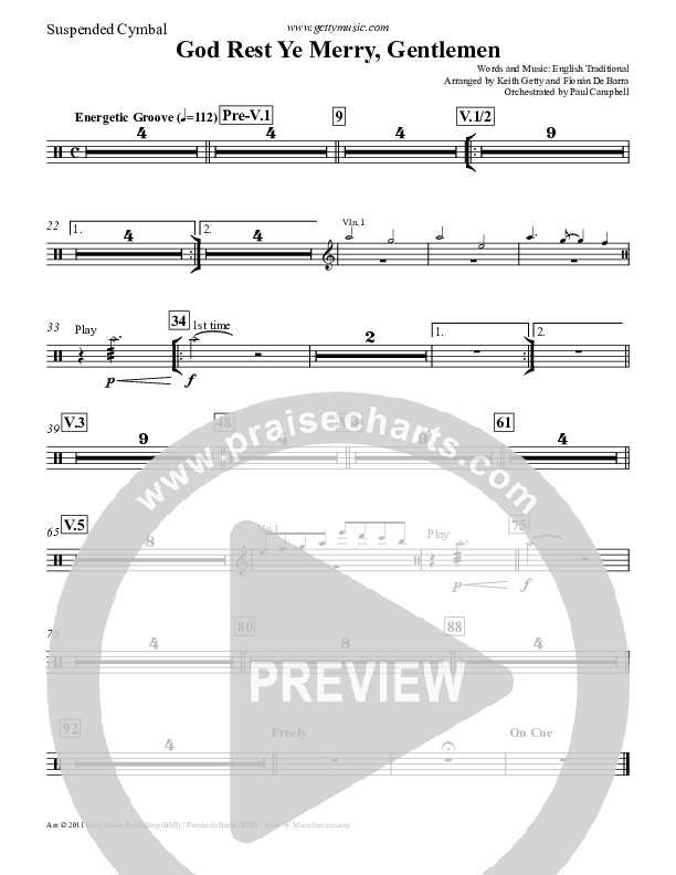 God Rest Ye Merry Gentlemen Cymbals (Keith & Kristyn Getty)